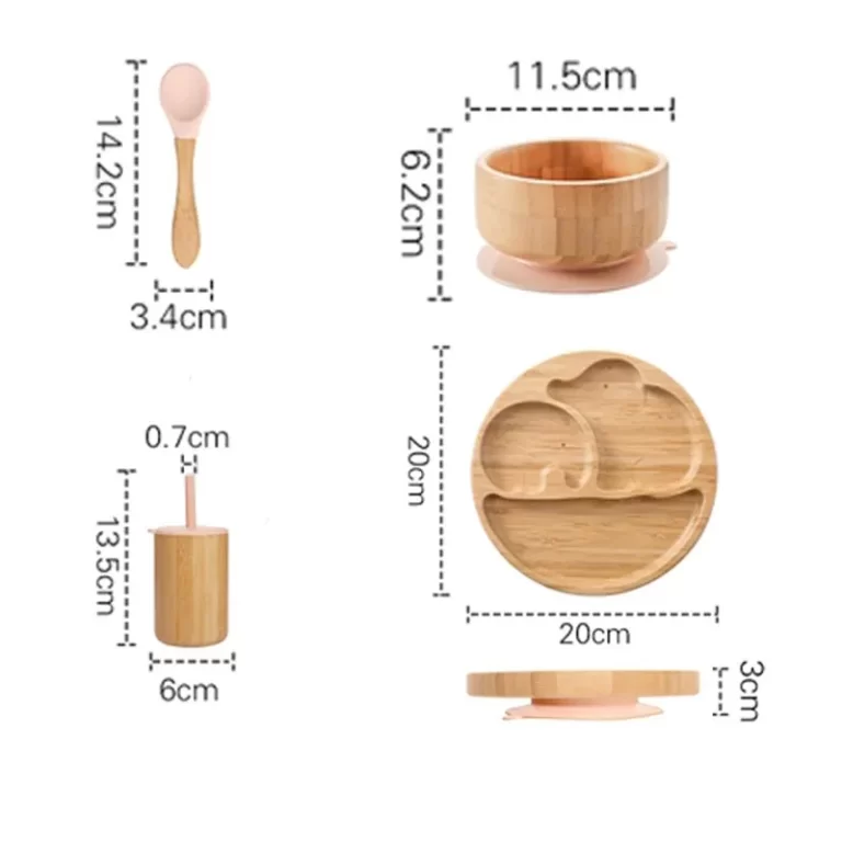 QuePlate-Assiette à ventouse en silicone pour bébé, bol en bambou, fournitures d'alimentation en bois, articles pour nouveau-né, sans BPA, accessoires 11