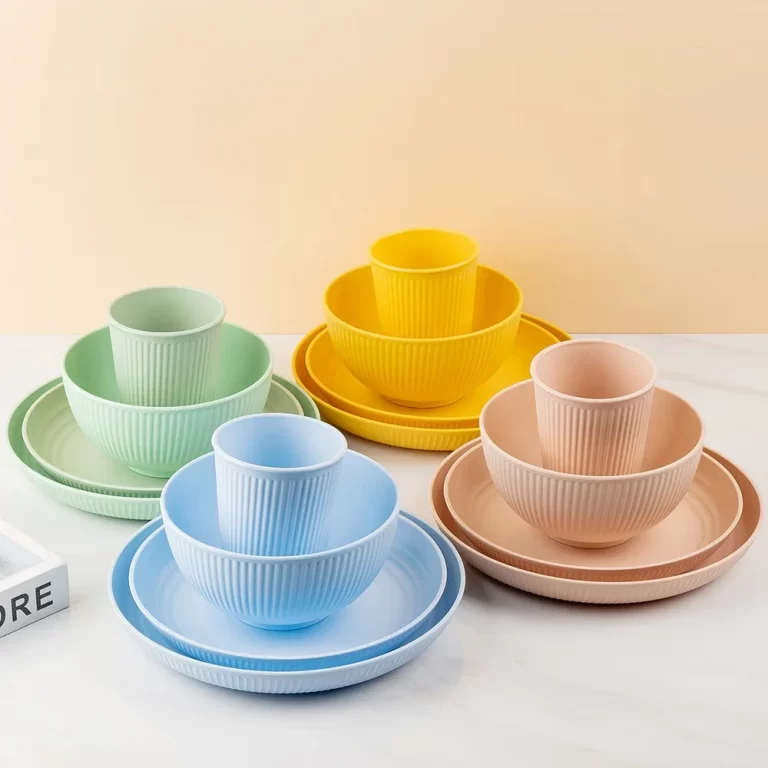 Couverts de cuisine incassables en paille de blé pour enfants, service de table, cuillère à soupe, amicale, britware, plats, camping, 16 pièces 2