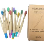 Brosse à dents en bambou biologique pour enfants, 10 couleurs, poils en fibres souples, poignée bionickel able, cuillère à soupe, brosses à dents amicales pour enfants, nouveau 2