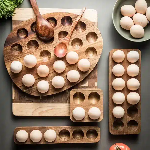 Boîte de Rangement en Bois de Style Japonais, Double Nucleo Egg, Support de Réfrigérateur, Accessoires de Cuisine 1