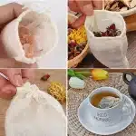 Sachets de thé filtrants réutilisables 100% coton, sachets naturels non blanchis avec ficelle de proximité pour adt cuir chevelu, herbes, cuisine, épices, assaisonnements, 10 pièces 3