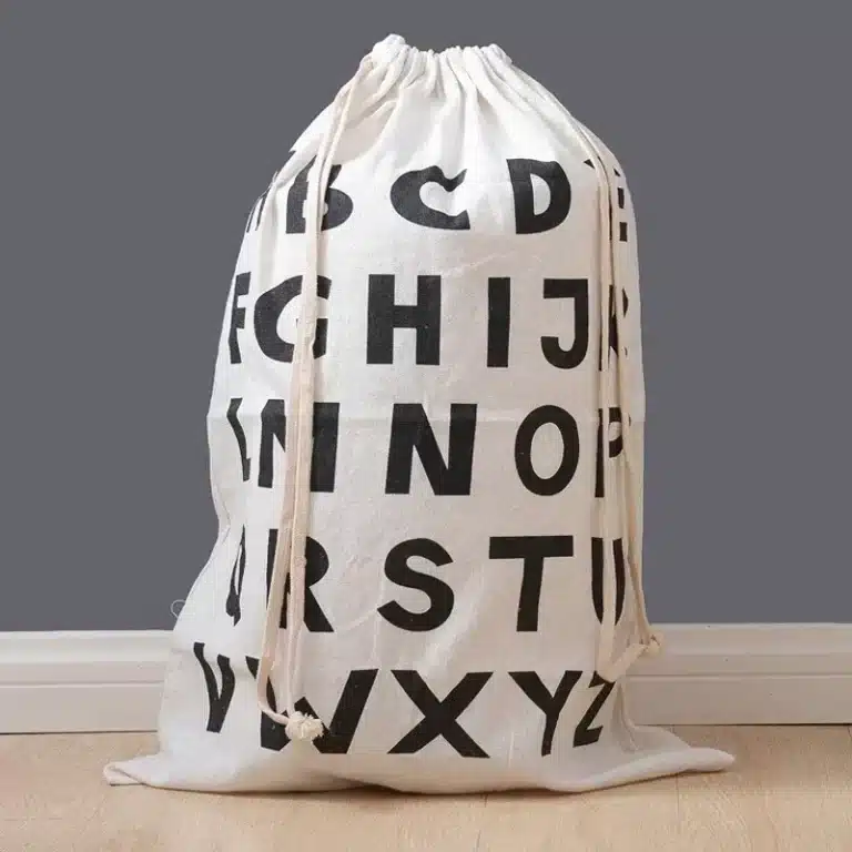 Grand sac à linge en coton et lin, sac de rangement pour vêtements et jouets, tissu imprimé, sac de sport à cordon de proximité, sacs d'évaluation pour vêtements sales 3