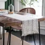Chemin de table bohème beige avec glands, macramé, coton, ferme rustique, cuisine bohème, salle à manger 2