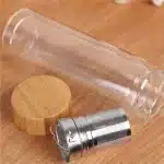 Bouteille d'eau en verre à double paroi en acier inoxydable avec couvercle en bambou, tasse à thé de bureau, infuseur à thé, verres de voyage et de maison, 300 ml, 400 ml, 500ml 6